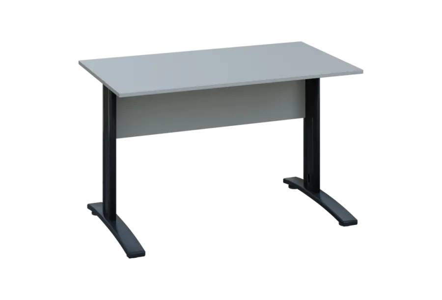 EPK 27 - 12 stůl kancelářský, kovová podnož černá, deska 25 mm, široký 1200 mm, šedá